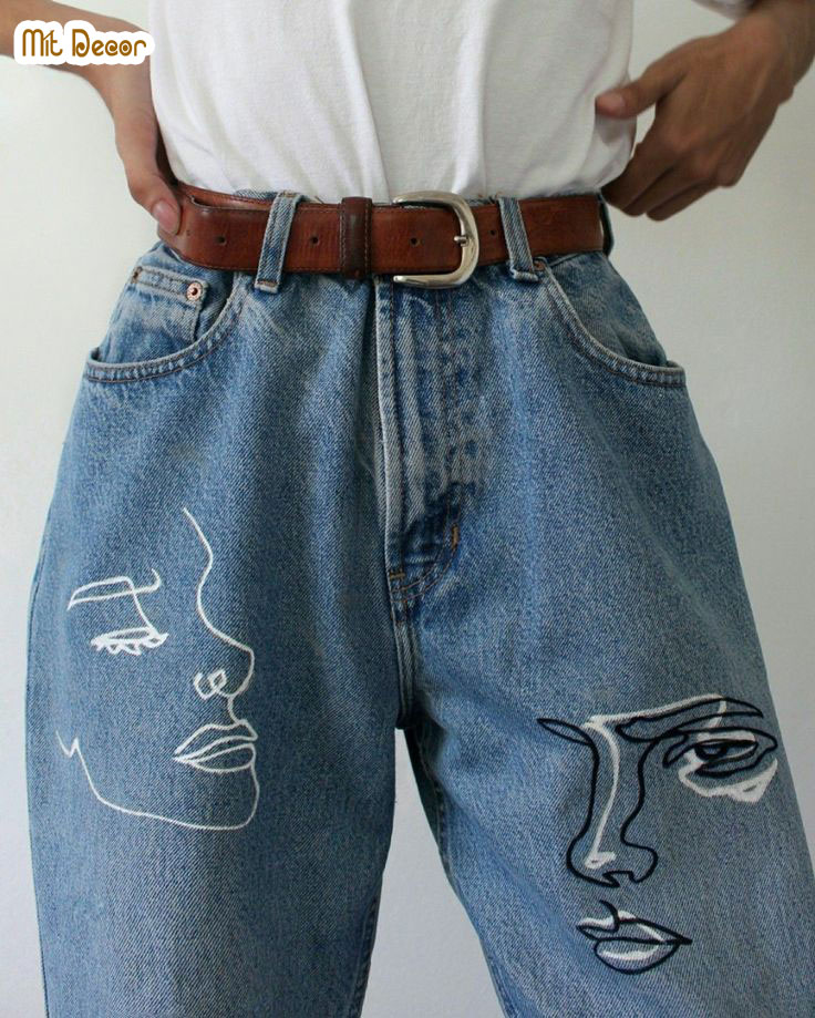 vẽ hình lên quần jeans