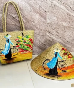 nón cỏ bàng vẽ cô gái